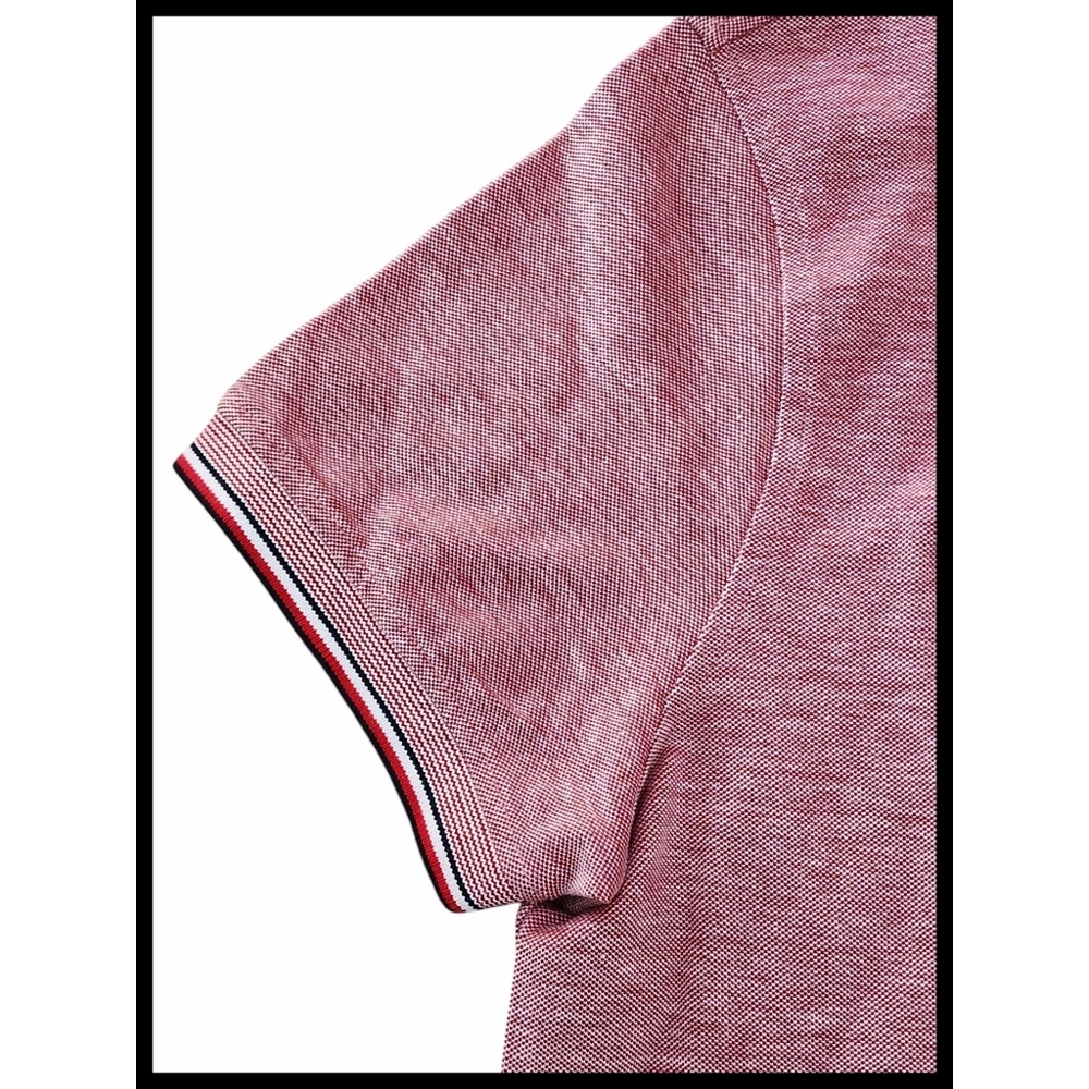 NWT Tommy Hilfiger Knit Collar Polo Shirt Red Washed Effect Slim Fit Medium NEW - Picture 4 of 7